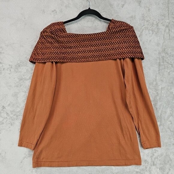 Vintage Lou Nardi Top Womens Size L Brown Shoulder Pads Square Neck Made In USA - Picture 7 of 7